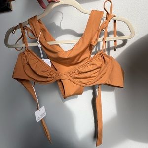 Monday Swimwear Bikini Set- Isla Mujeres top (M) & Byron bottom (M) Toffee color